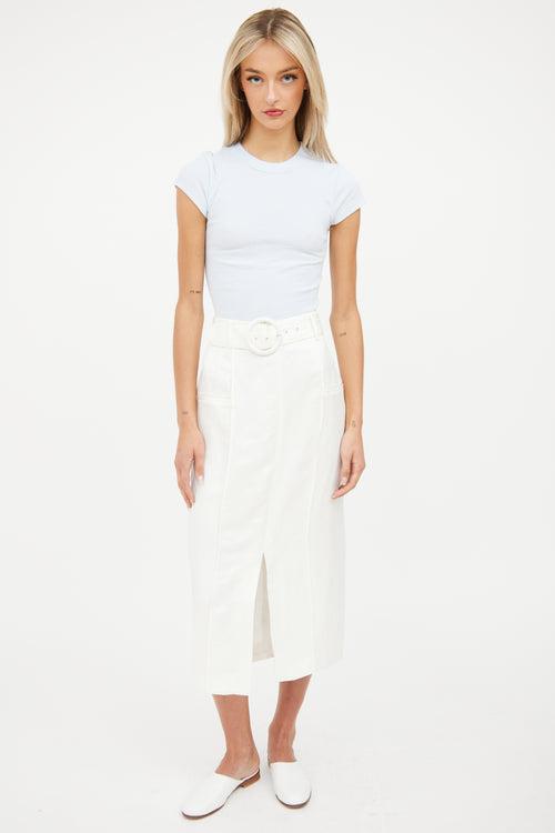 SIR. White Linen Belted Skirt