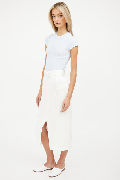 SIR. White Linen Belted Skirt