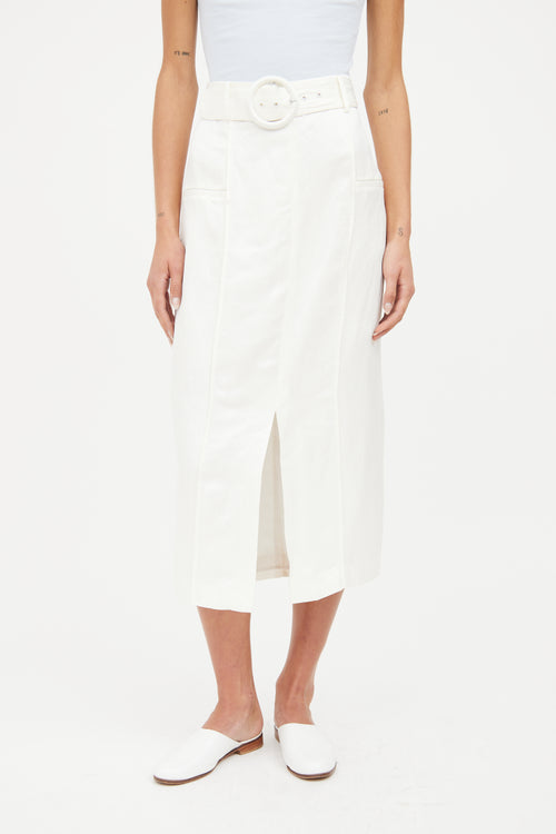 SIR. White Linen Belted Skirt