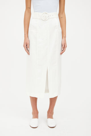 SIR. White Linen Belted Skirt