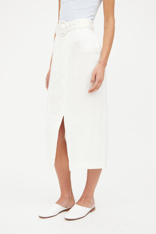 SIR. White Linen Belted Skirt