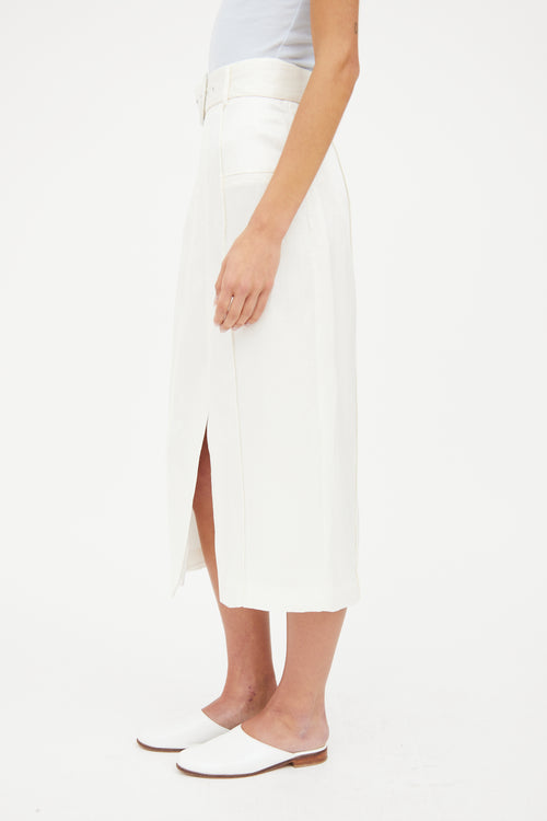 SIR. White Linen Belted Skirt