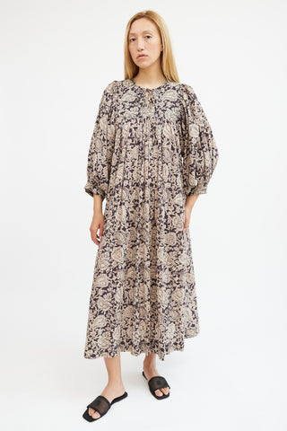 Skall Studio Beige 
Grey Paisley Maxi Dress