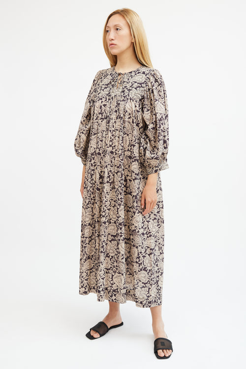 Skall Studio Beige 
Grey Paisley Maxi Dress