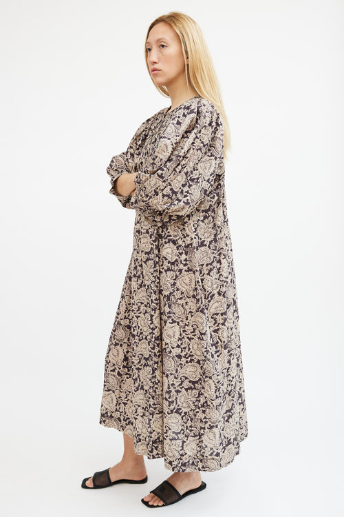 Skall Studio Beige 
Grey Paisley Maxi Dress