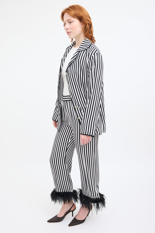 Sleeper Black 
White Striped Set