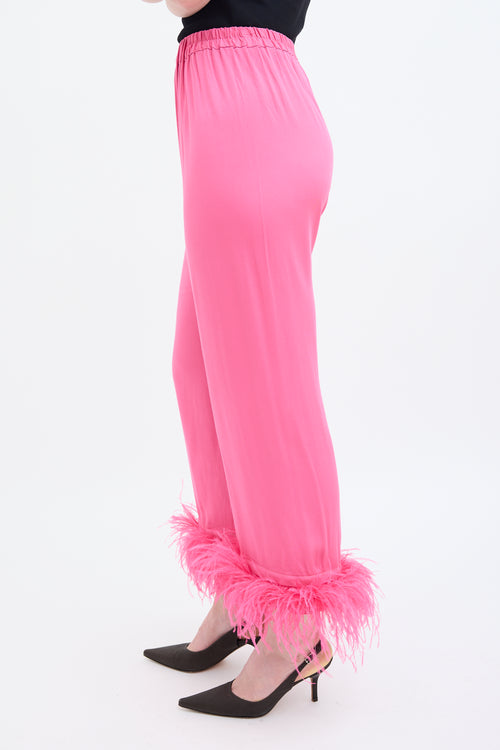 Sleeper Pink Party Feather Trim Pant