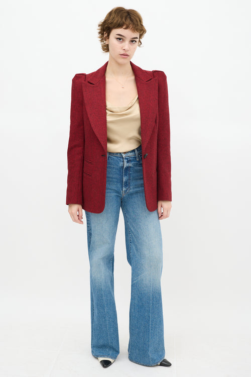 Smythe Red Wool Herringbone Blazer