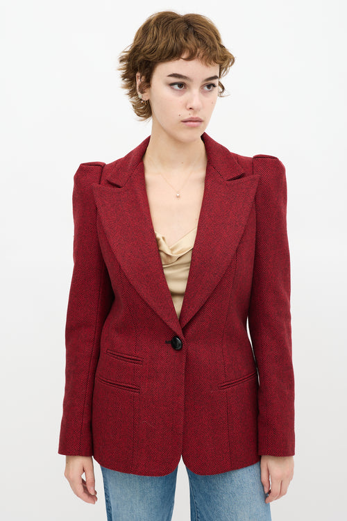 Smythe Red Wool Herringbone Blazer