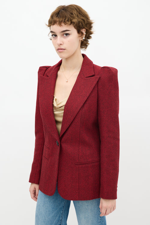 Smythe Red Wool Herringbone Blazer