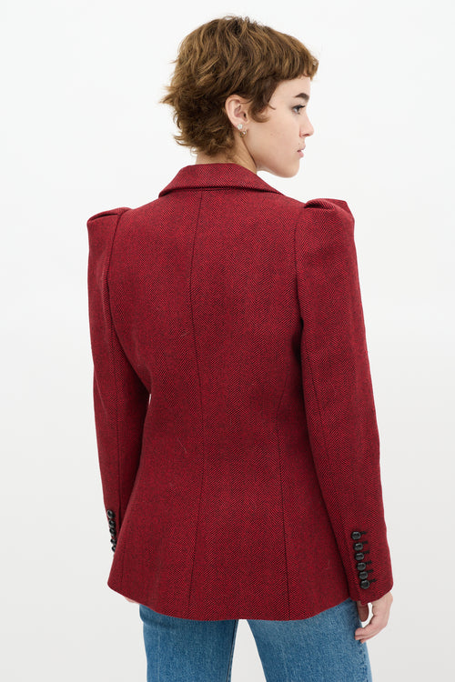 Smythe Red Wool Herringbone Blazer