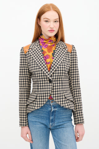 Smythe Beige 
Black Wool Checkered  Blazer