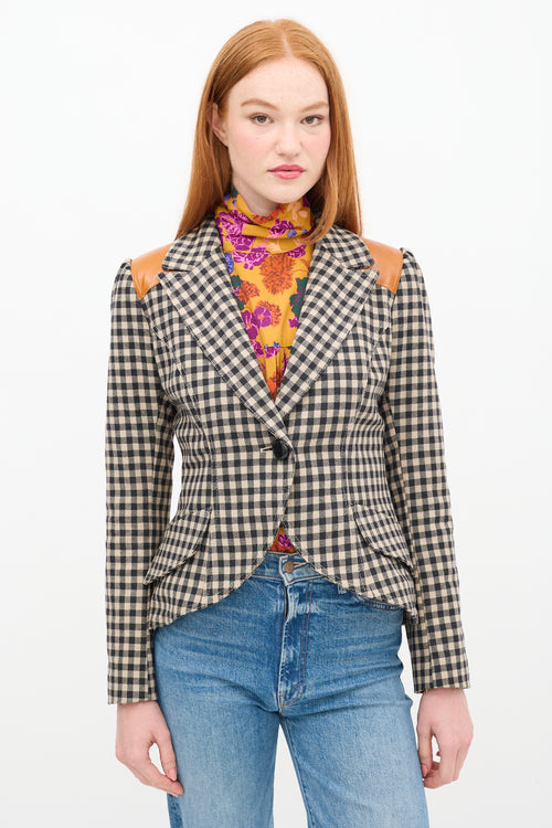 Smythe Beige 
Black Wool Checkered  Blazer