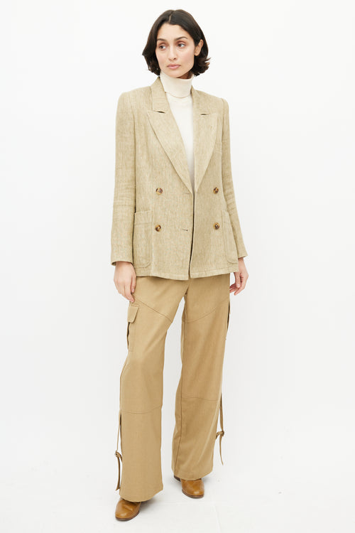 Smythe Beige Linen Double Breasted Blazer