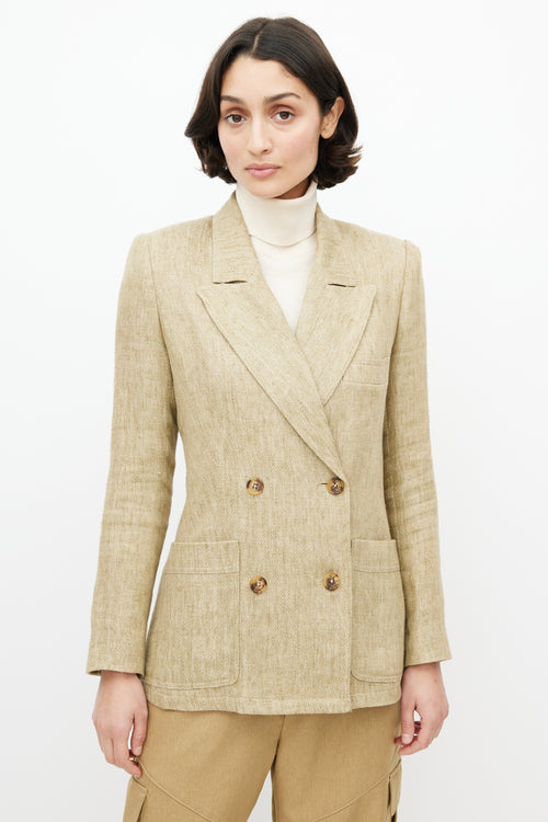 Smythe Beige Linen Double Breasted Blazer