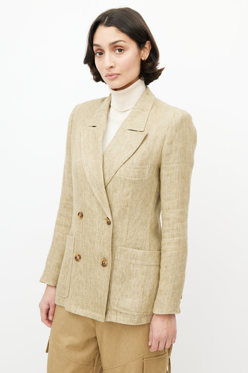 Smythe Beige Linen Double Breasted Blazer