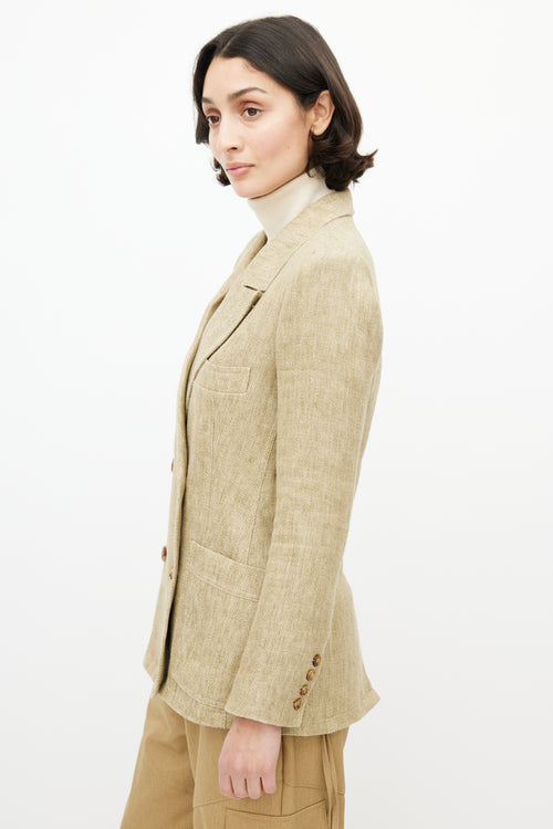 Smythe Beige Linen Double Breasted Blazer