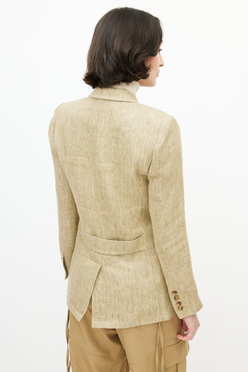 Smythe Beige Linen Double Breasted Blazer