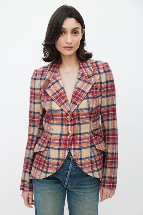 Smythe Beige 
Red Plaid Wool Blazer