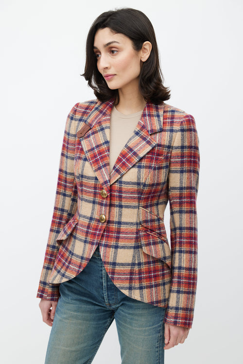 Smythe Beige 
Red Plaid Wool Blazer