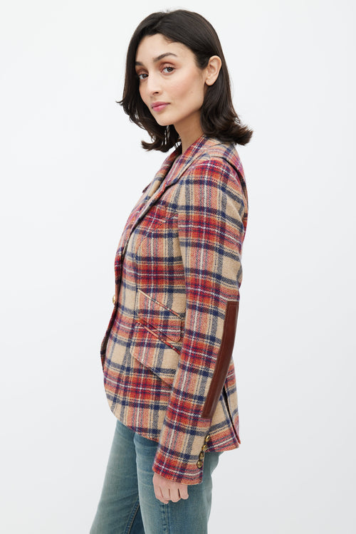 Smythe Beige 
Red Plaid Wool Blazer