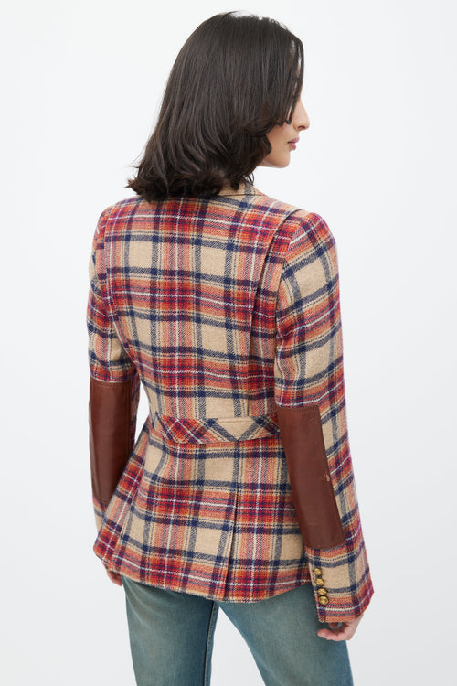 Smythe Beige 
Red Plaid Wool Blazer