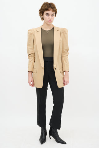 Smythe Beige Long Notched Lapel Blazer