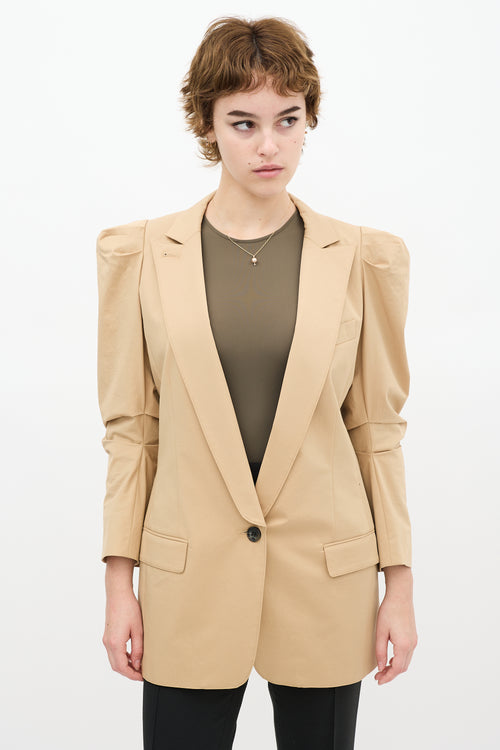 Smythe Beige Long Notched Lapel Blazer