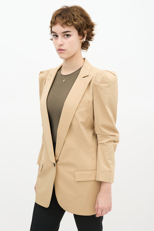 Smythe Beige Long Notched Lapel Blazer