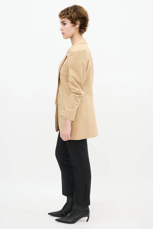 Smythe Beige Long Notched Lapel Blazer