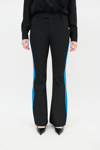 Smythe Black 
Blue Striped Flared Pant