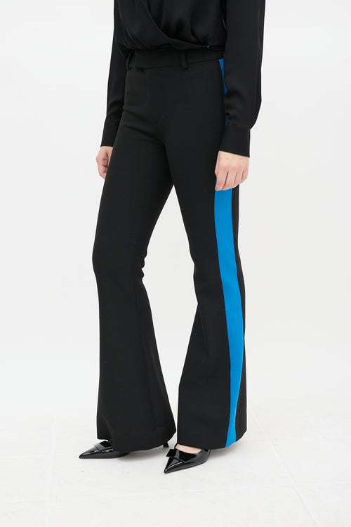 Smythe Black 
Blue Striped Flared Pant