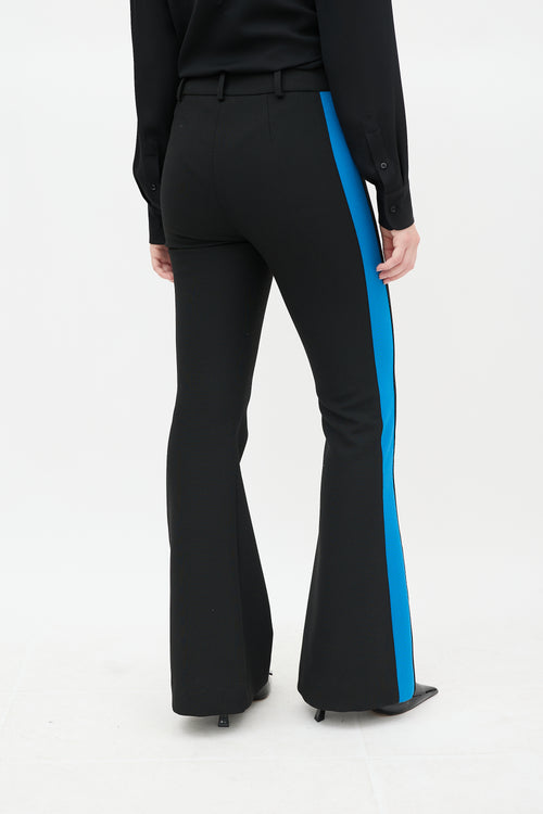 Smythe Black 
Blue Striped Flared Pant