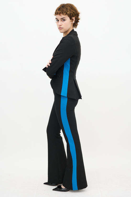 Smythe Black 
Blue Striped Flared Pant