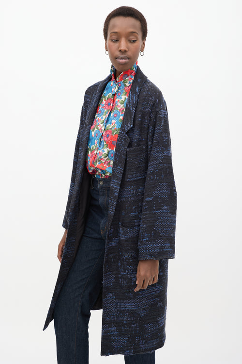 Black 
Blue Woven Coat