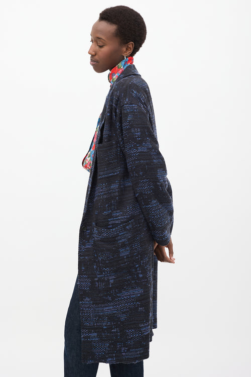 Black 
Blue Woven Coat