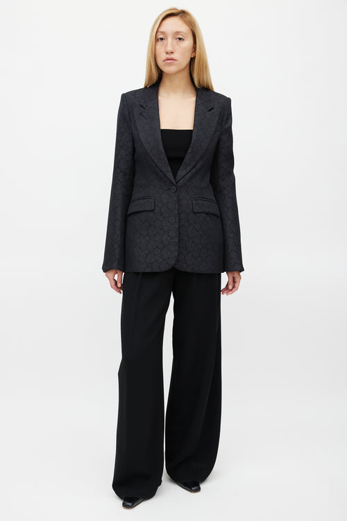 Smythe Black Brocade Bell Sleeve Blazer