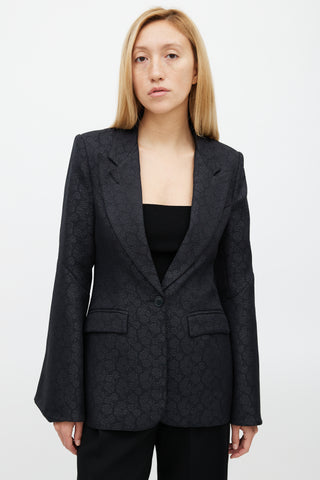 Smythe Black Brocade Bell Sleeve Blazer