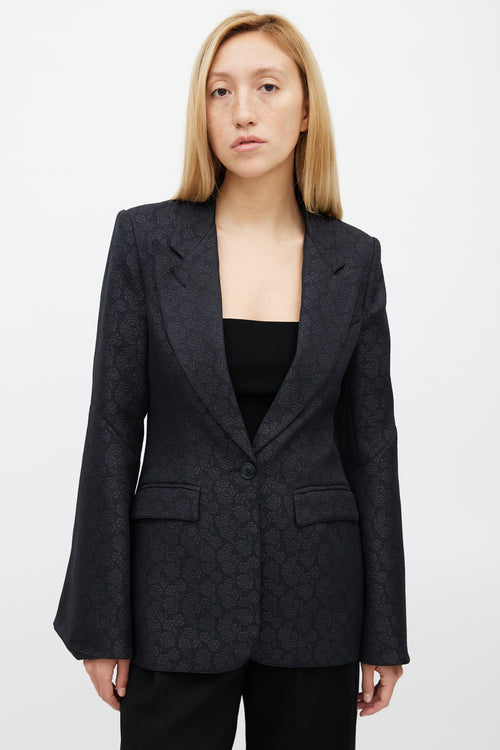 Smythe Black Brocade Bell Sleeve Blazer