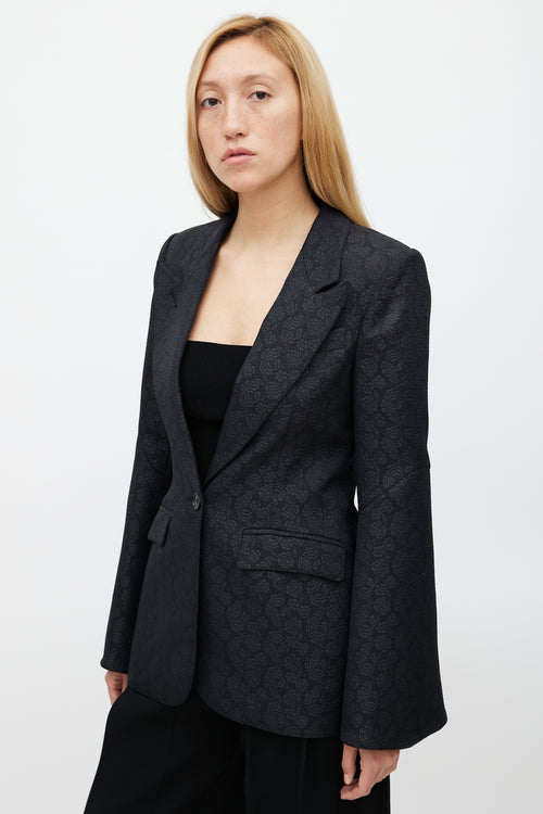 Smythe Black Brocade Bell Sleeve Blazer