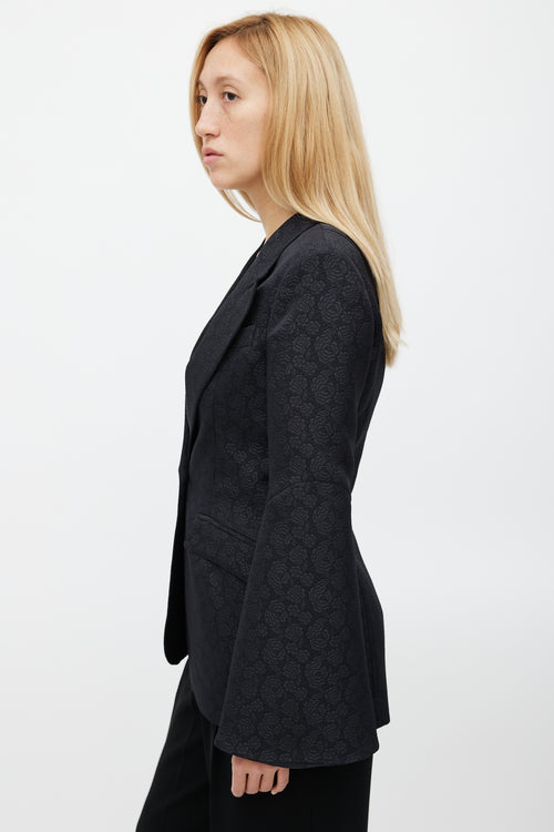 Smythe Black Brocade Bell Sleeve Blazer