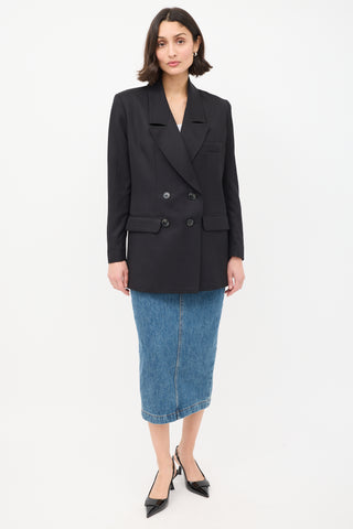 Smythe Black Wool Oversized Double Breasted Blazer