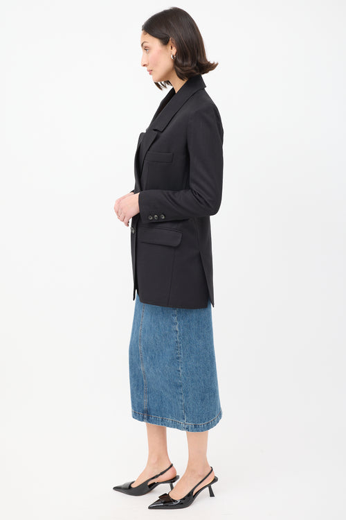 Smythe Black Wool Oversized Double Breasted Blazer