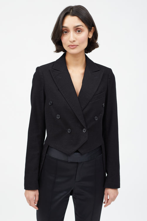 Smythe Black Double Breasted Tailcoat Blazer