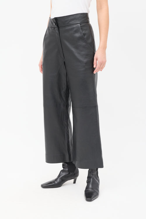 Smythe Black Leather Culotte Trouser