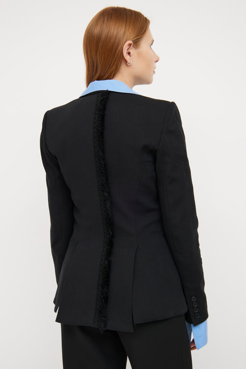 Smythe Black Peak Lapel Fringe Detail Blazer