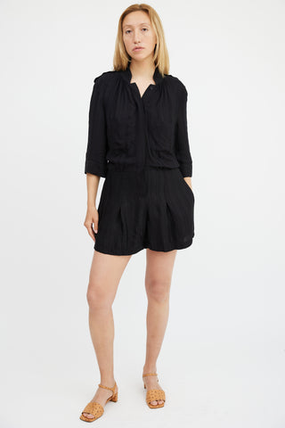 Smythe Black Gathered Romper