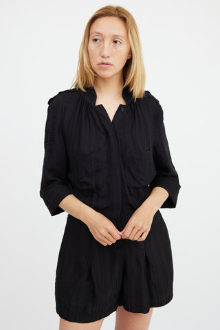 Smythe Black Gathered Romper