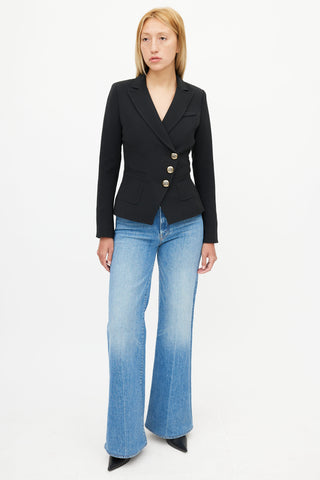 Smythe Black 
Gold Buttoned Wrap Blazer