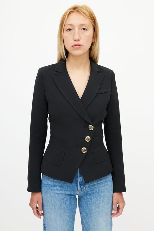 Smythe Black 
Gold Buttoned Wrap Blazer